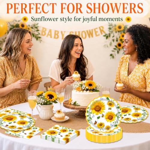 40 Pcs Sunflower Party 9" Dinner Paper Plates and Napkins Sets (40 Count)