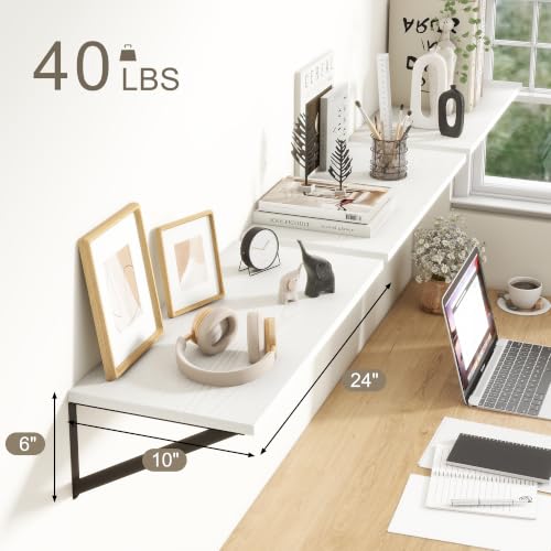White Floating Shelves 24 Inch Long