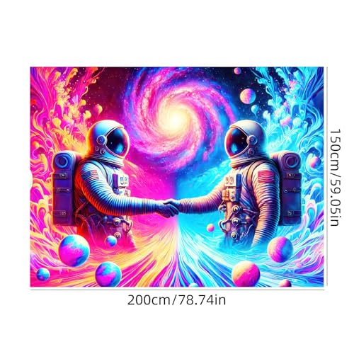 Blacklight Tapestry Galaxy Astronaut Neon Decor 59 x 78 Inch
