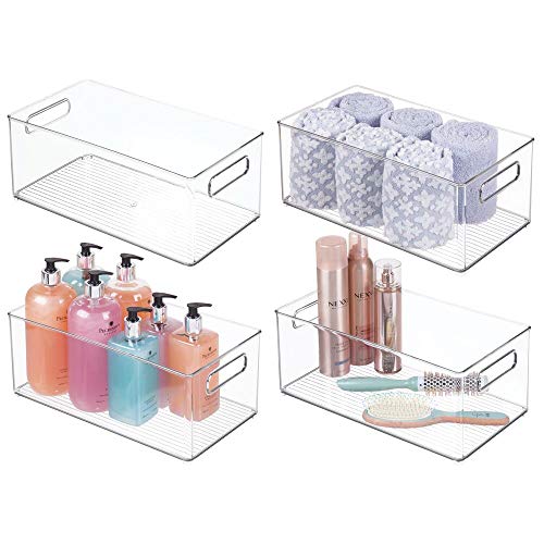 Plastic Bathroom Storage Container Bins w (4 Count)