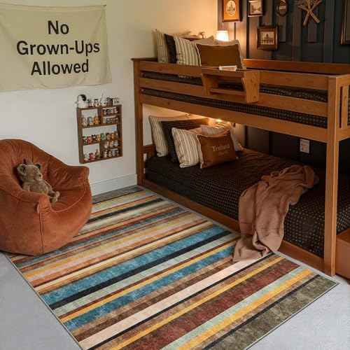 5x7 Area Rug Modern Striped Rug Washable Living Room Rug (35 Sq Ft)