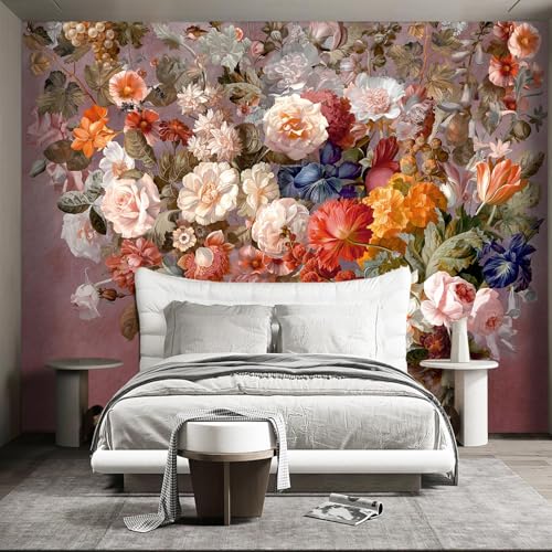 Colorful Floral Leaf Bathroom wallpeper Living Room Bedroom Pink Flower wall Mural
