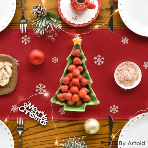Red Xmas Trees Table Runner Home Party Decor 13x36 Inch
