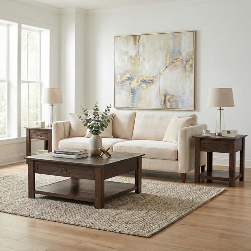 Monroe 22" Wide Solid Wood End Table in Charcoal Brown