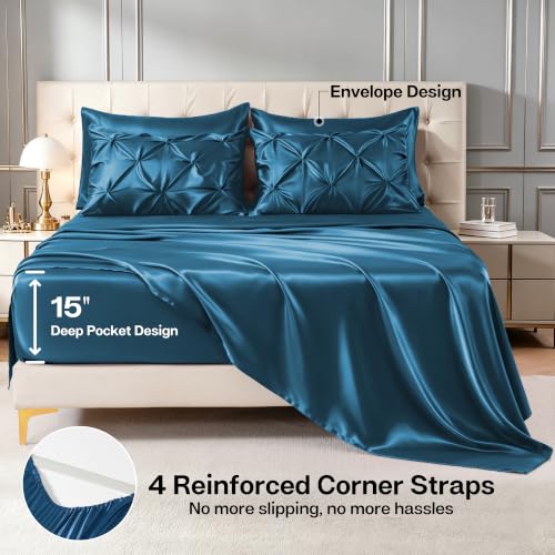 Satin Queen Comforter Set Teal