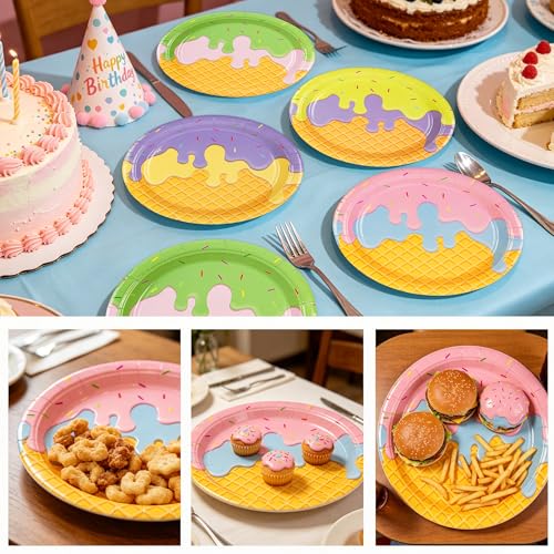 48PCS Ice Cream 7inch Paper Plates (48 Count)