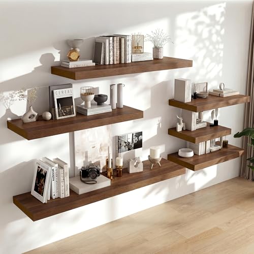 48 x 12 Deep Floating Shelves Wall Mounted Set of 1 Walnut