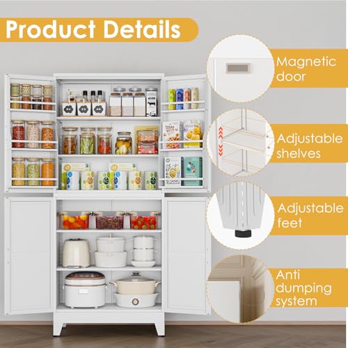 75" Tall Metal Kitchen Pantry Storage Cabinet