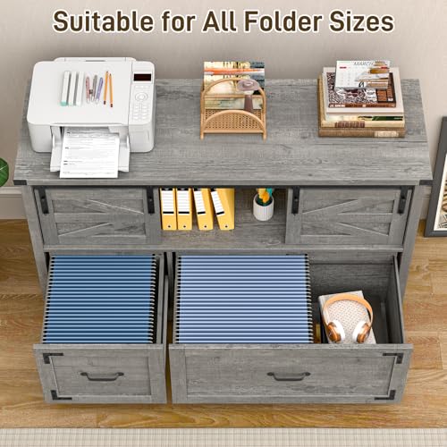 Lateral File Cabinets 2 Drawer with Sliding Barn Doors