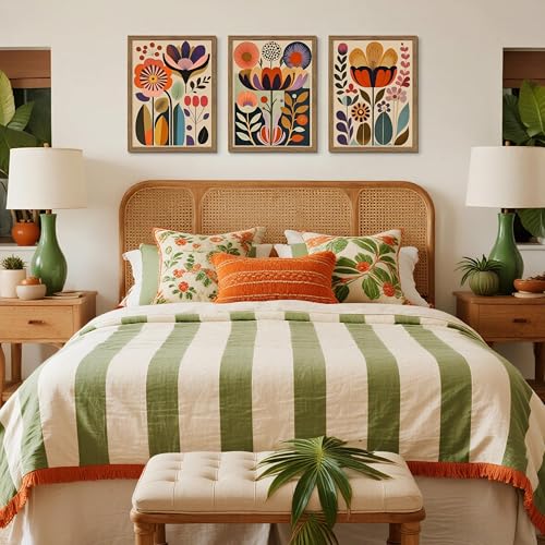 Framed Colorful Floral Wall Art Set of 3