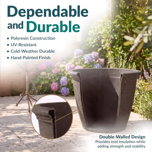 Sunnydaze Anjelica 15.25'' Large Plastic Planter Pot for Plants (4 Count)