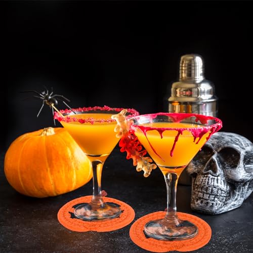 4Pcs Halloween Pumpkin Handmade Braided Cotton Coasters Orange Black Pumpkin Shape Drink Coasters Absorbent Cup Mat for Home Office Party Decor (4 Count)