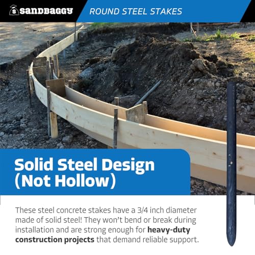 12" Round Steel Concrete Form Stakes with Nail Holes (5 Count)