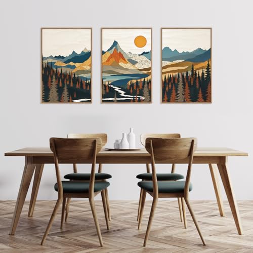 Large Sunset Mountain Framed Wall Art