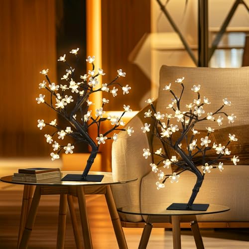Set of 2 Lighted Cherry Blossom Tree