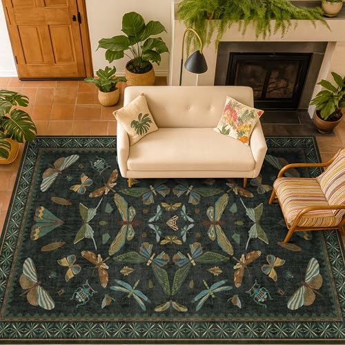 Black and Green Rug 5x8 for Living Room (40 Sq Ft)