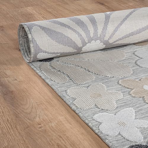 Outdoor Rug 6x9 Modern Floral Tropical Area Rugs for Outdoor and Indoor Patio Easy to Clean Non Shedding Living Room Porch Garden Washable Outside Carpet (58.5 Sq Ft)