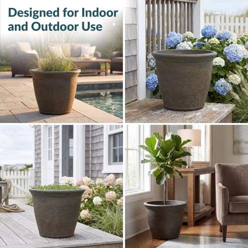 Sunnydaze Anjelica 15.25'' Large Plastic Planter Pot for Plants (4 Count)