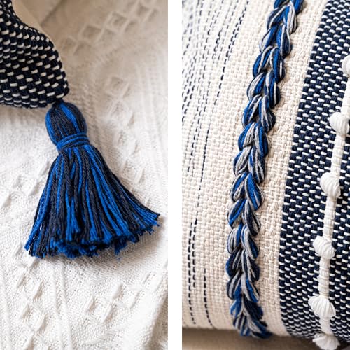 Navy Dark Blue Boho Decorative Lumbar Pillow Cover 14x36