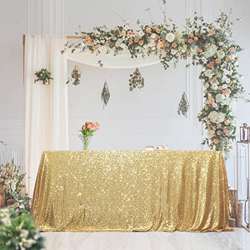 Sequin Tablecloth 50x72 Inch Gold for Wedding Party