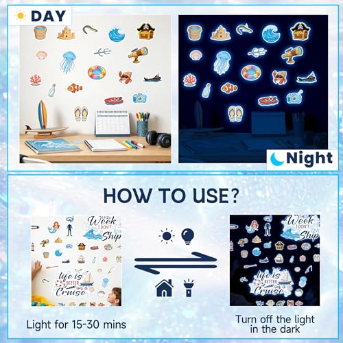 32Pcs Glow in The Dark Cruise Ship Door Wall Stickers