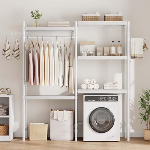 Double Row Over Washer and Dryer Storage Shelves