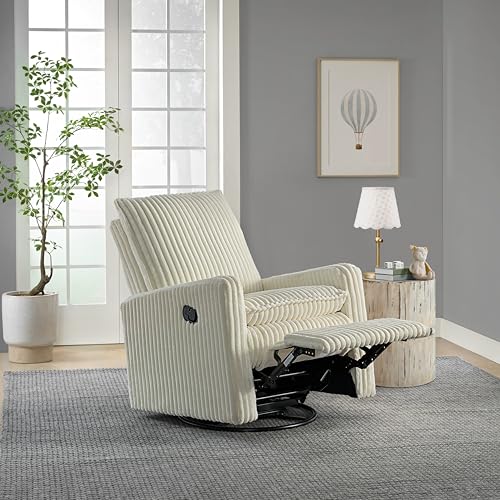 Uptown Upholstered Glider Recliner Rocking Chair 360° Swivel for Nursery and Living Room