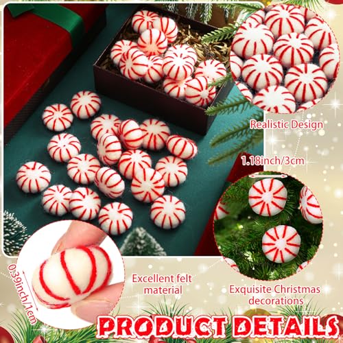 36 Pcs Felt Peppermint Christmas Decorations Wool (36 Count)