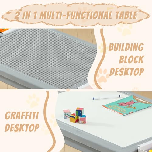 Multi Functional Kids Table and 2 Chairs Set (3 Count)