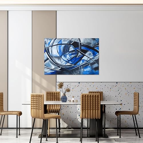 Abstract Wall Art Decor Modern Wall Art Pictures for Living Room Canvas Art Wall Decor Abstract Blue Wall Art Prints Artwork for Walls Black and White Wall Art Decorations Home Office Decor 24" X 36"