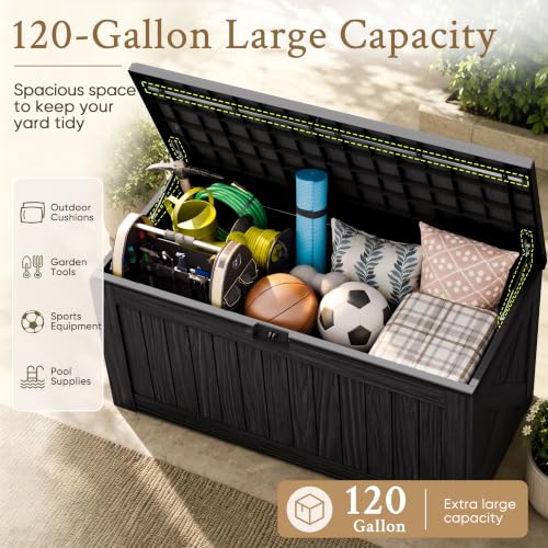 120 Gallon Deck Box Resin Outdoor Storage Box Waterproof