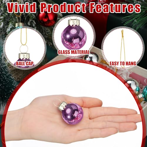 32 Pcs 1'' Mini Glass Christmas Ornament (32 Count)
