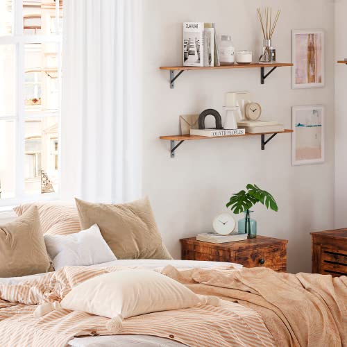 Wall Shelves 23.6" Long Floating Shelves with Metal Brackets (2 Count)