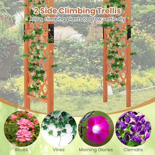 7.7FT Wooden Garden Arbor Trellis