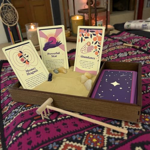 Wooden Zen Garden with Daily Affirmation Cards for Women and Men