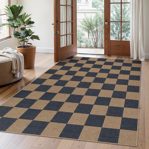 Checkered Easy Jute Living Room Rugs