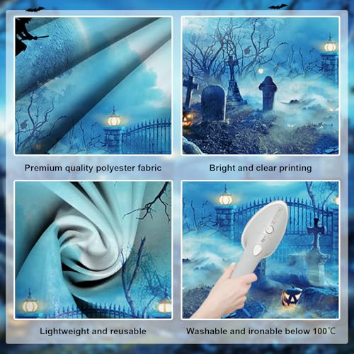 10x8ft Blue Halloween Backdrop Spooky Photography Background
