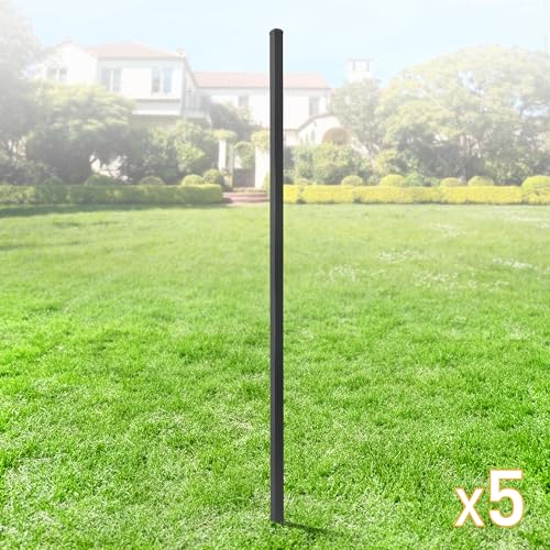 Pack of 5 Heavy Duty 8FT Outdoor Steel Fencing Border Post (5 Count)