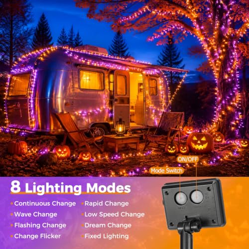 Orange Purple Solar Halloween String Lights Outdoor 2 Pack (2 Count)