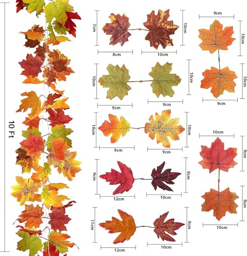 2 Pack Fall Garland with Lights Decoration 20 Ft 60 Led (20 Foot)