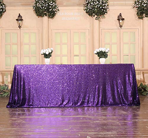 Sequin Tablecloth 60x102 Inch Purple for Wedding Halloween Party