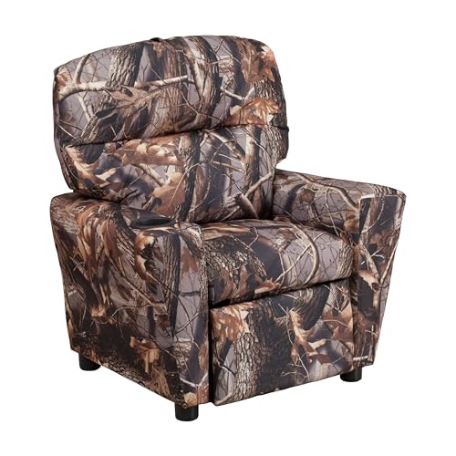 Chandler Vinyl Kids Recliner with Cup Holder and Safety Recline