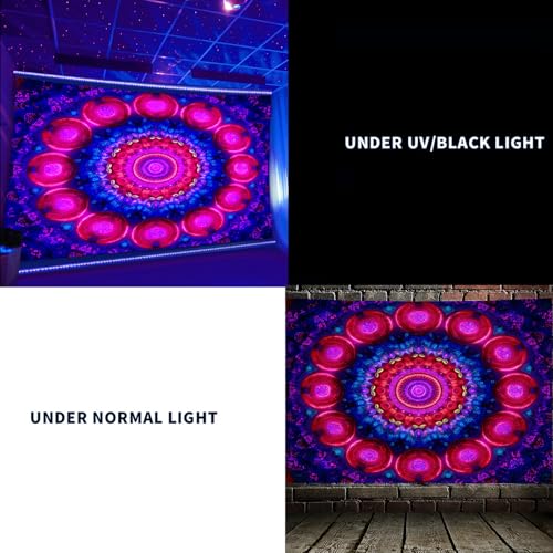 Blacklight Mandala Tapestry for Bedroom