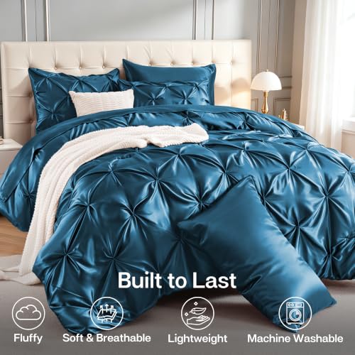 Satin Full Size Comforter Set Teal