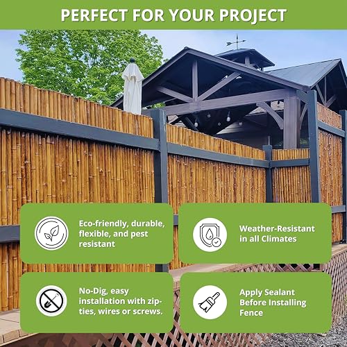 Caramel Brown Bamboo Fencing Decorative Rolled Fence Panel 3 ft H x 8 ft L (24 Sq Ft)