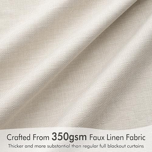 100% Blackout Back Tab Pleat Linen Curtains 50" Wx72 L (2 Count)