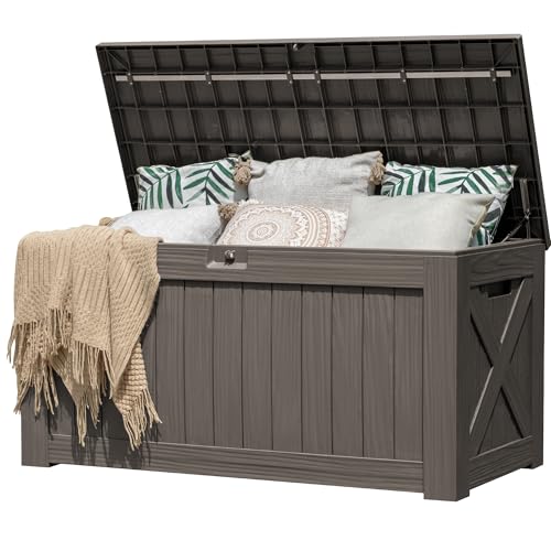 Resin Deck Box 120 Gallon Waterproof Large Outdoor Storage Box