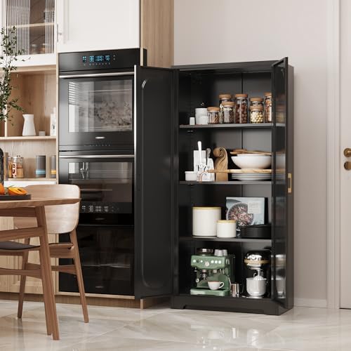 60"Metal Pantry Storage Cabinet with Doors & 3 Adjustable Shelves