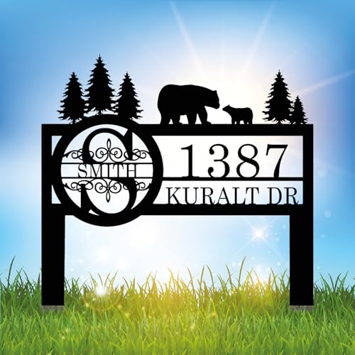 Personalized Custom Bear Wildlife Decor with Metal Stake