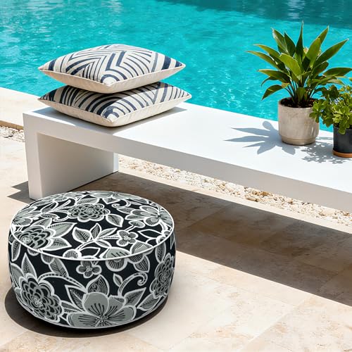 Indoor Outdoor Inflatable Ottoman with Handle D21 x H9 Inch